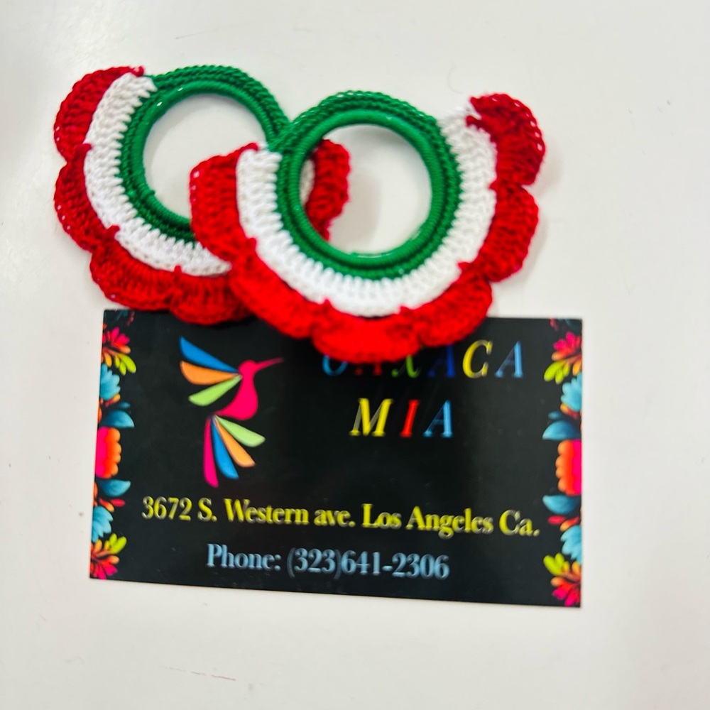 Handcrafted Multi Color Crochet Hoop Earrings